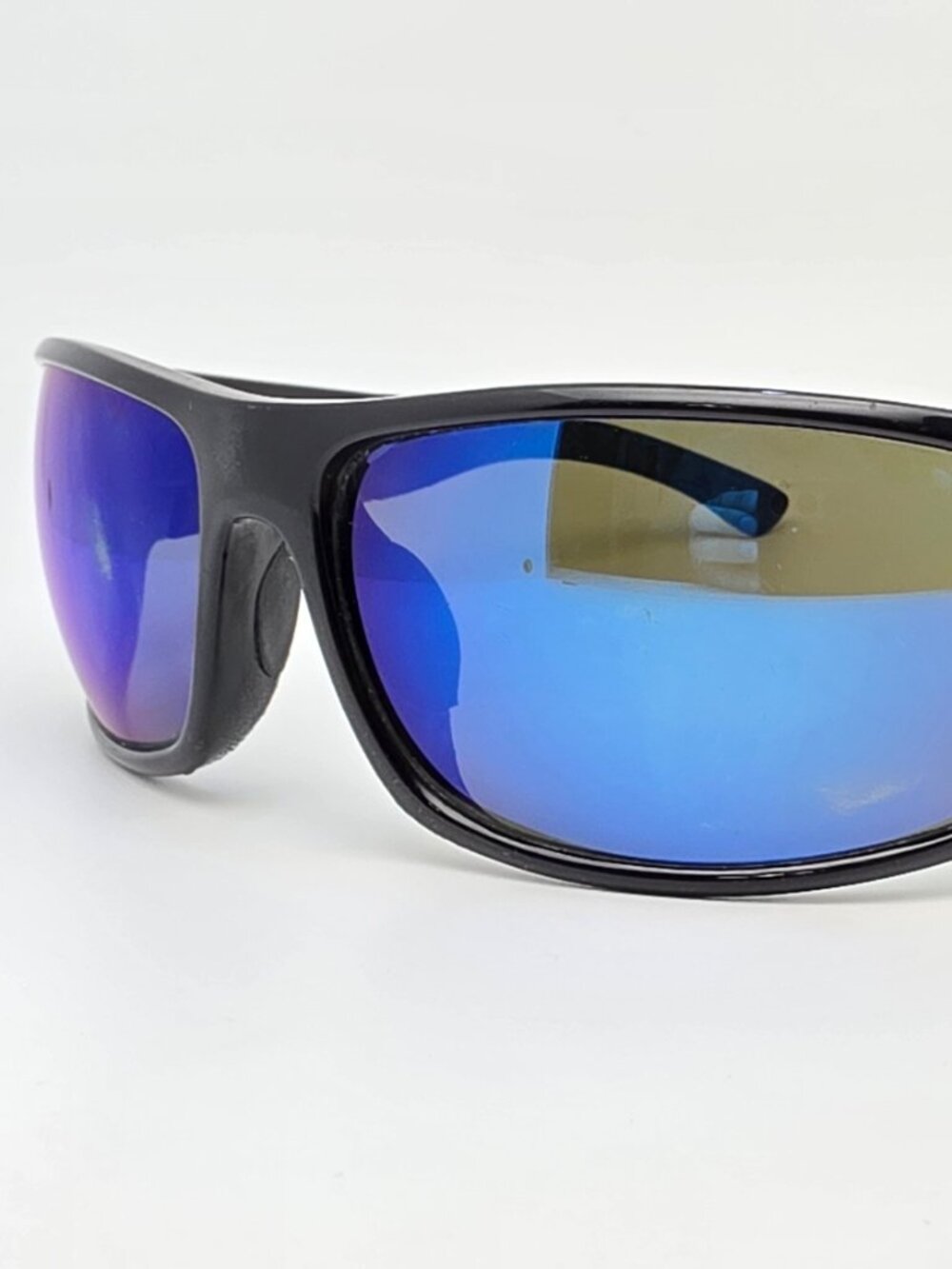 Suncloud by Polaroid Turbine Black Frame Polarized Blue Mirror Lens Sunglasses